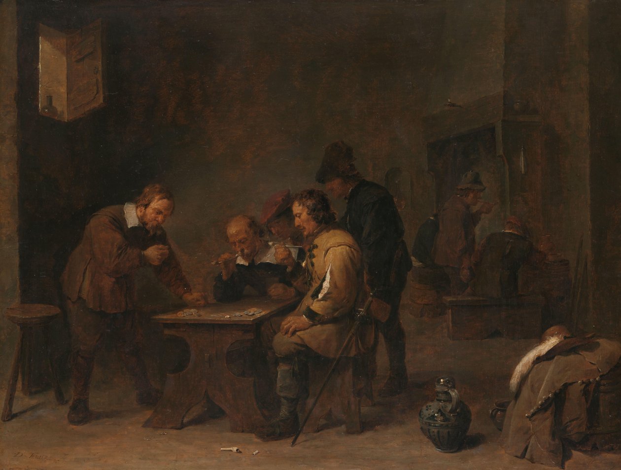 Gamblerne Mænd i terninger i et værtshus af David Teniers (II)