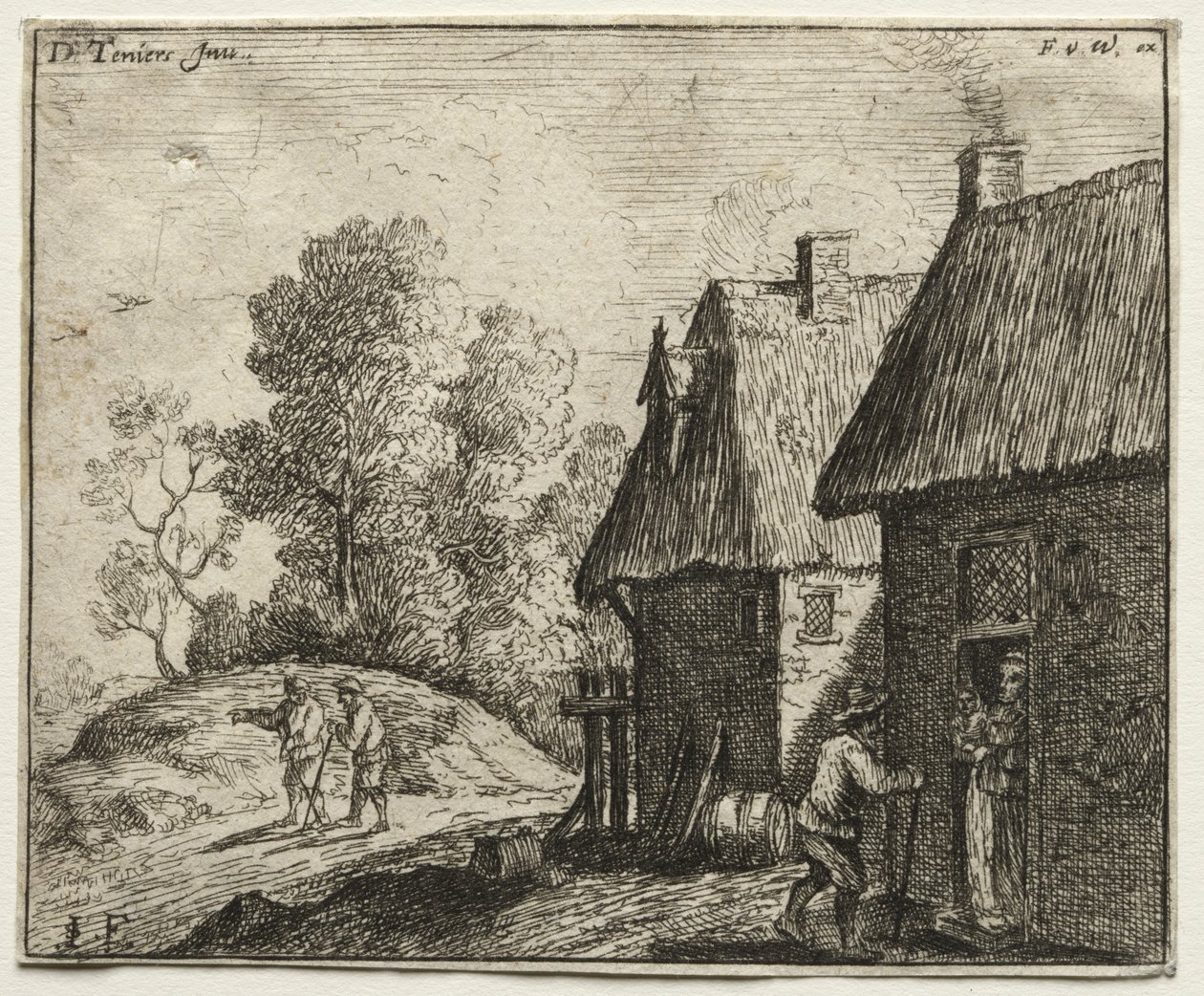 Bonde taler med en kvinde. af David Teniers the Elder