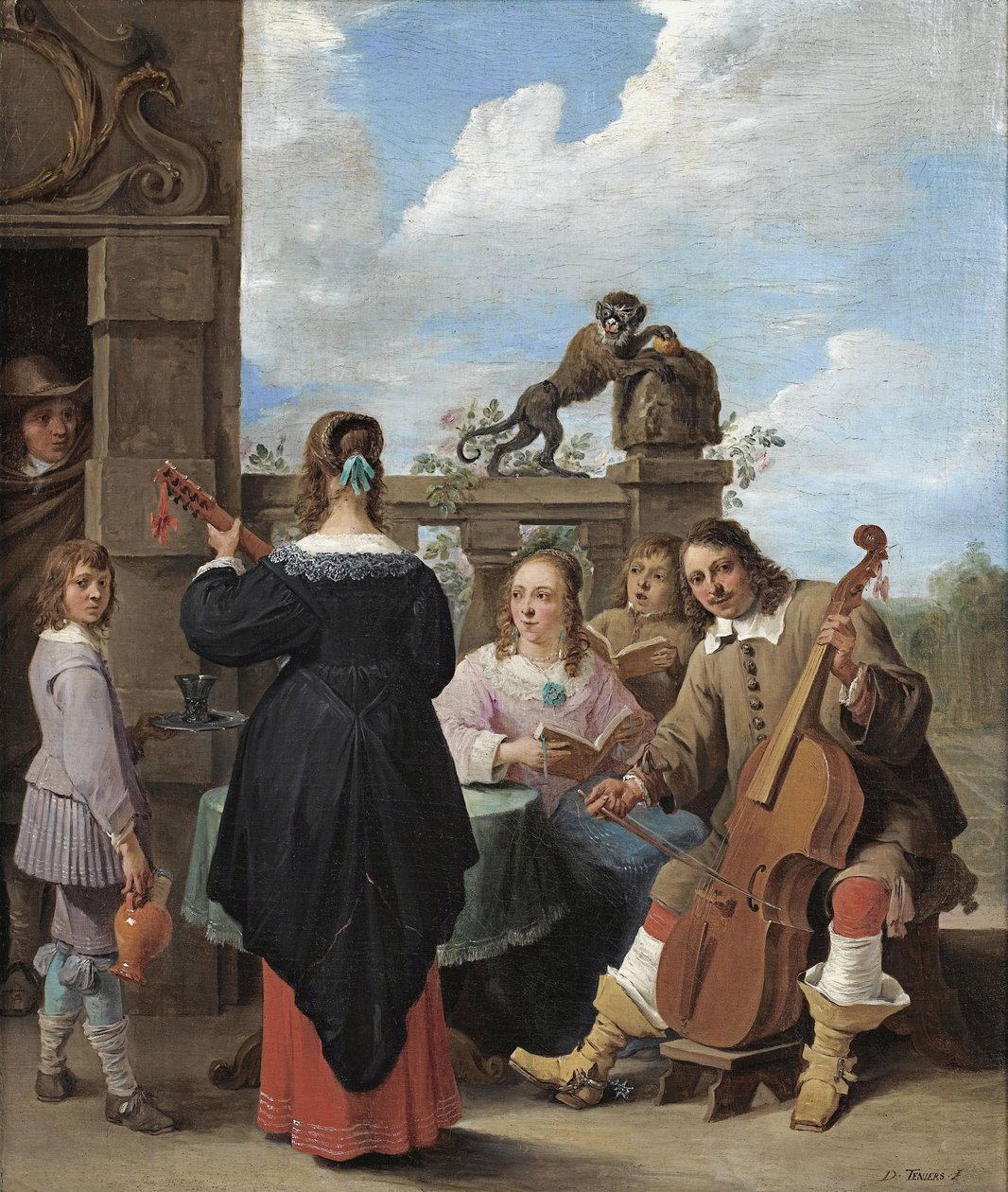 En familiekoncert på en terrasse af David Teniers the Younger