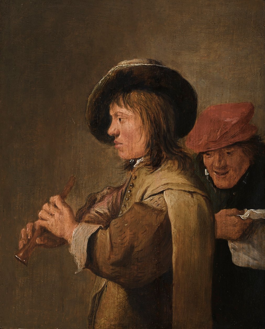 En fløjtespiller i profil af David Teniers the Younger