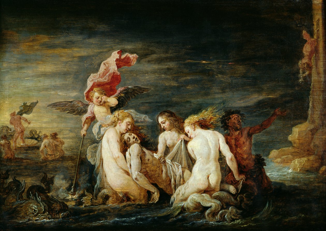 Hero and Leander: Leander fundet af Nereiderne, kopi af et maleri af Domenico Feti, 1650-56 af David Teniers the Younger