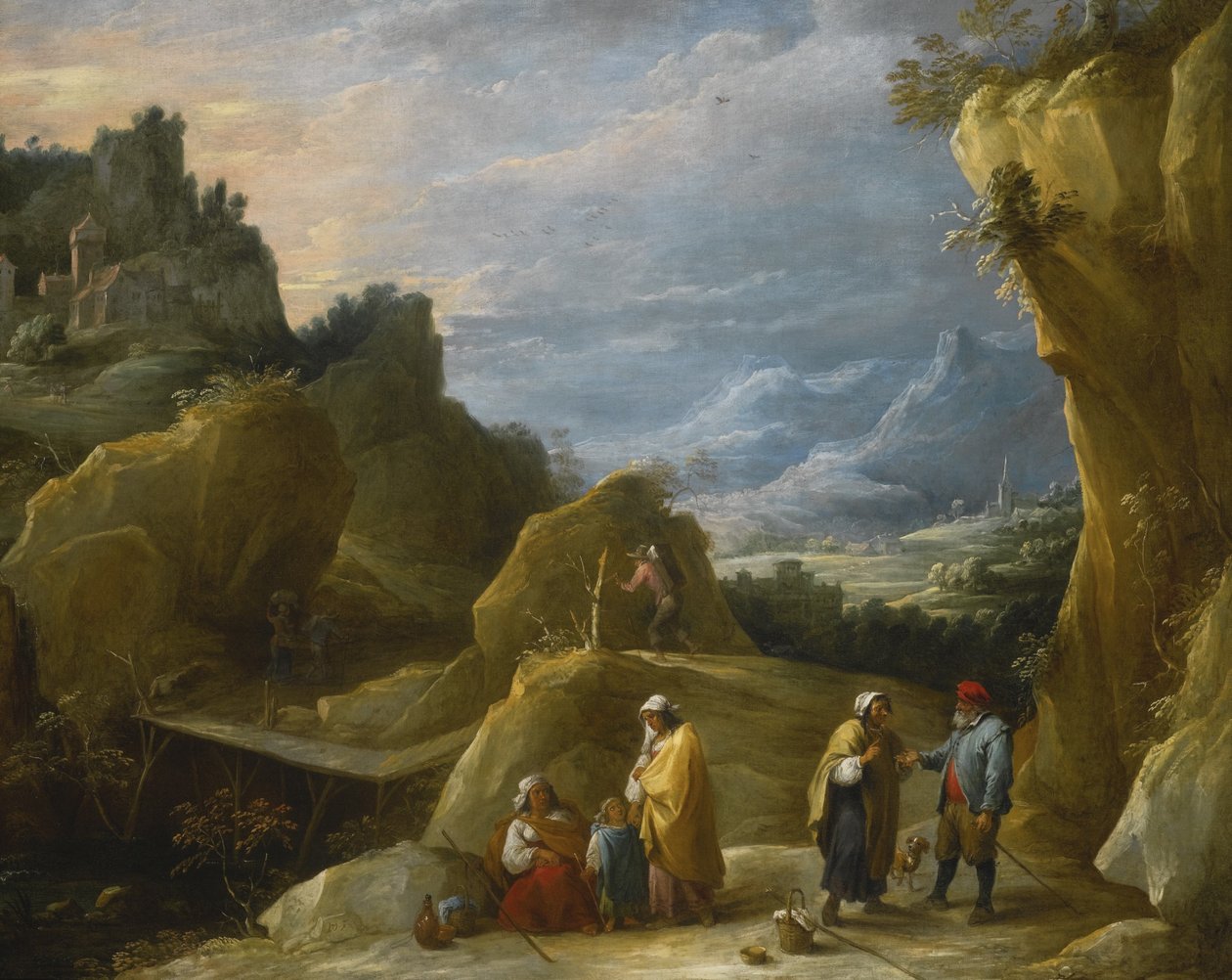Bjerglandskab med sigøjner-spåkone af David Teniers the Younger