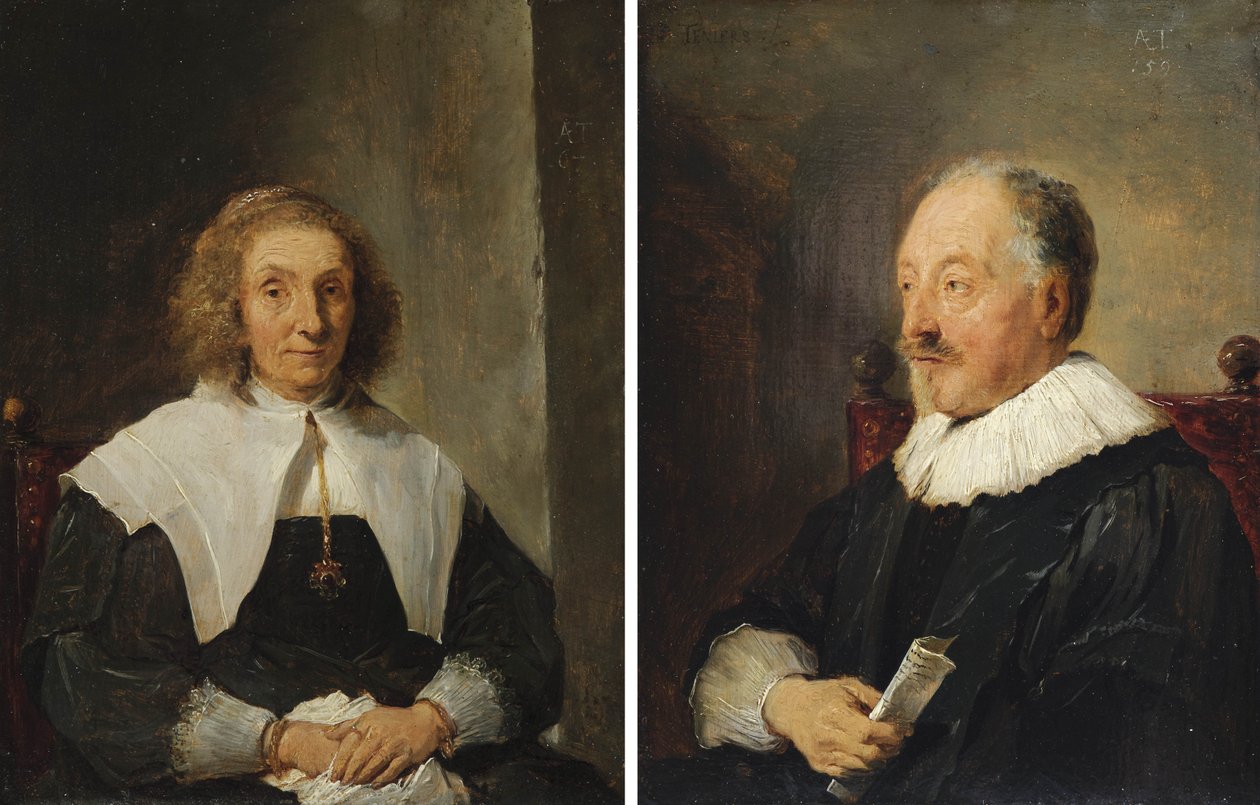 Portræt af en kvinde og Portræt af en mand af David Teniers the Younger