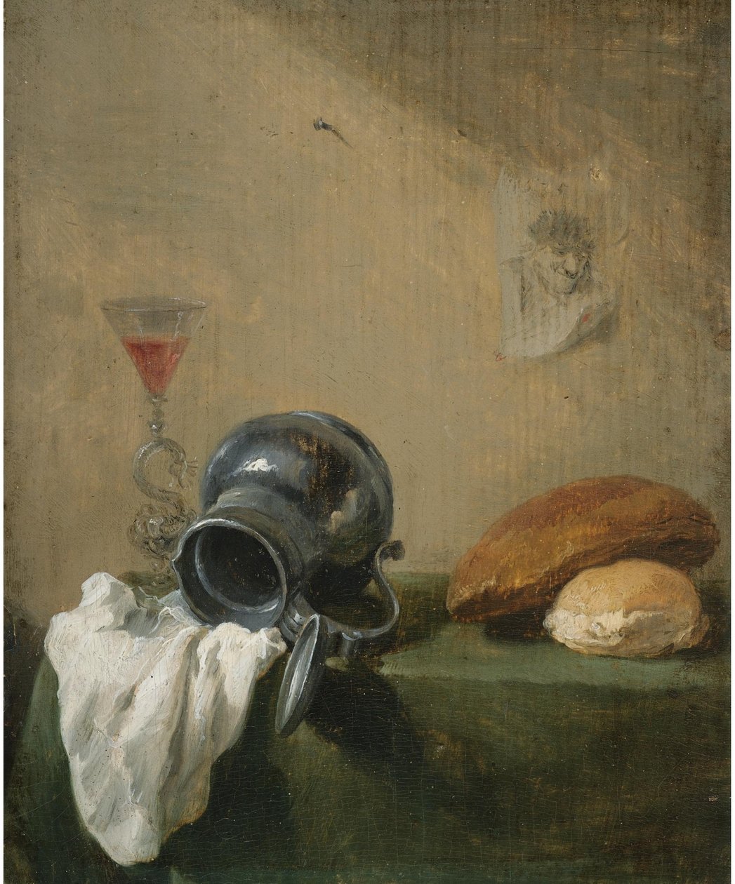 Stilleben med væltet kande af David Teniers the Younger