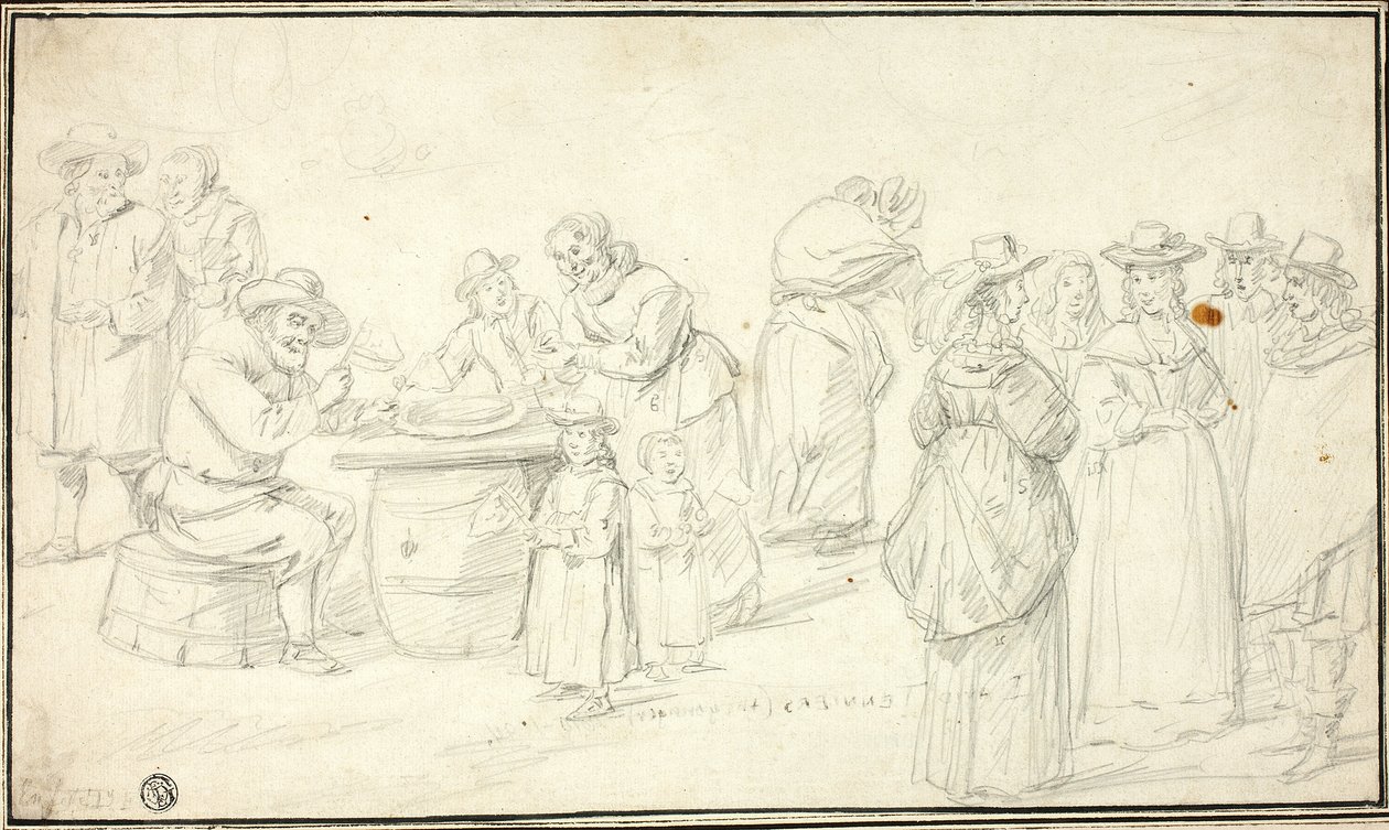 Studie til countryfestival i nærheden af Antwerpen af David Teniers the Younger