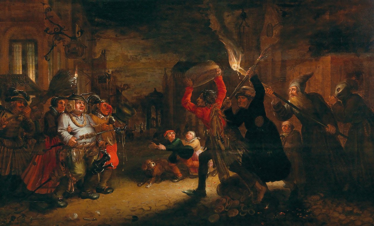 Kampen mellem karneval og fastelavn, begyndelsen af det 17. århundrede.. af David Vinckboons