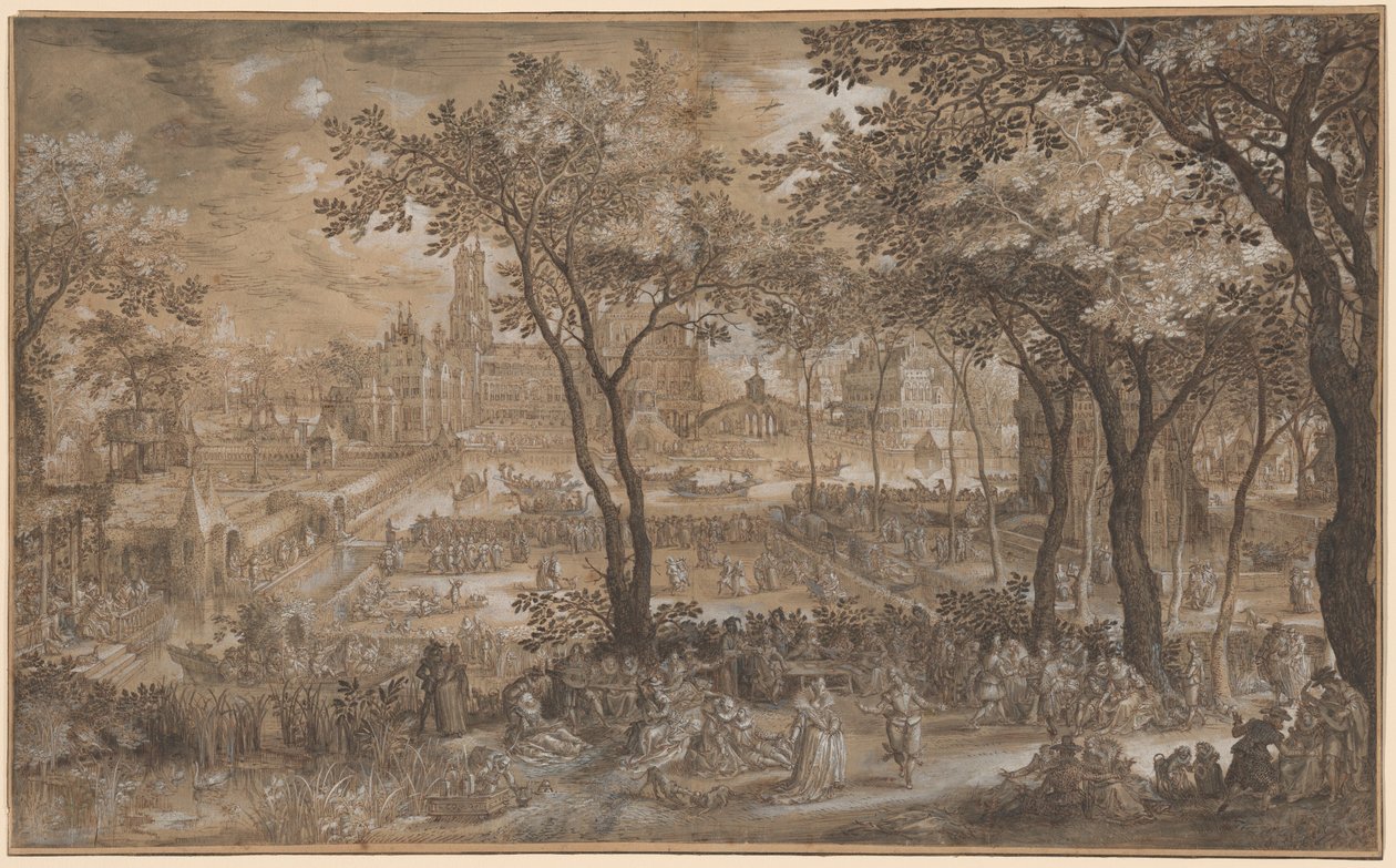 Venetiansk fest i en Chateau Garden af David Vinckboons