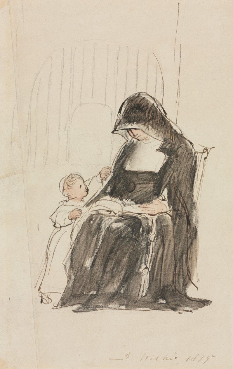 Nonne læser for et barn af David Wilkie