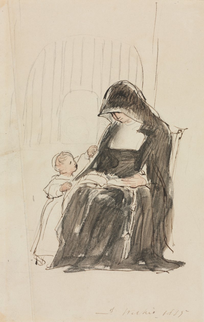 Nonne læser for et barn, 1835. af David Wilkie