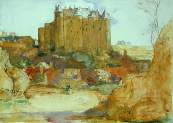 Luynes på Loire (akvarel over blyant på papir) af David Young Cameron