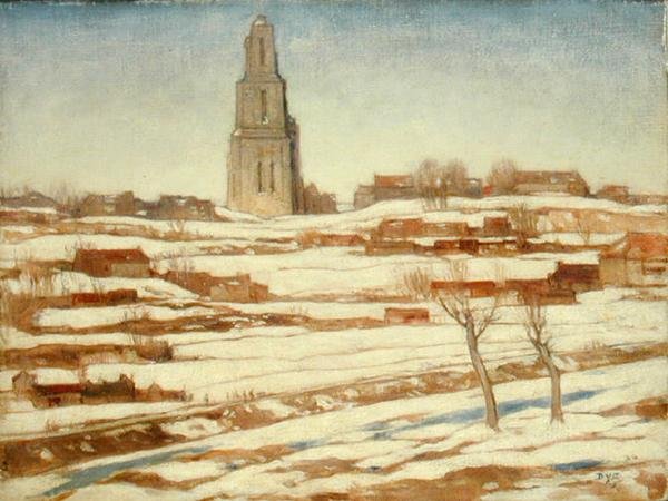 Mount St. Eloi, Winter (olie på lærred) af David Young Cameron