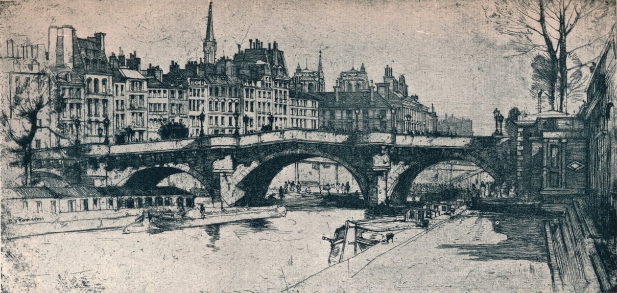 Pont Neuf: plade en fra Paris Set, 1904 af David Young Cameron
