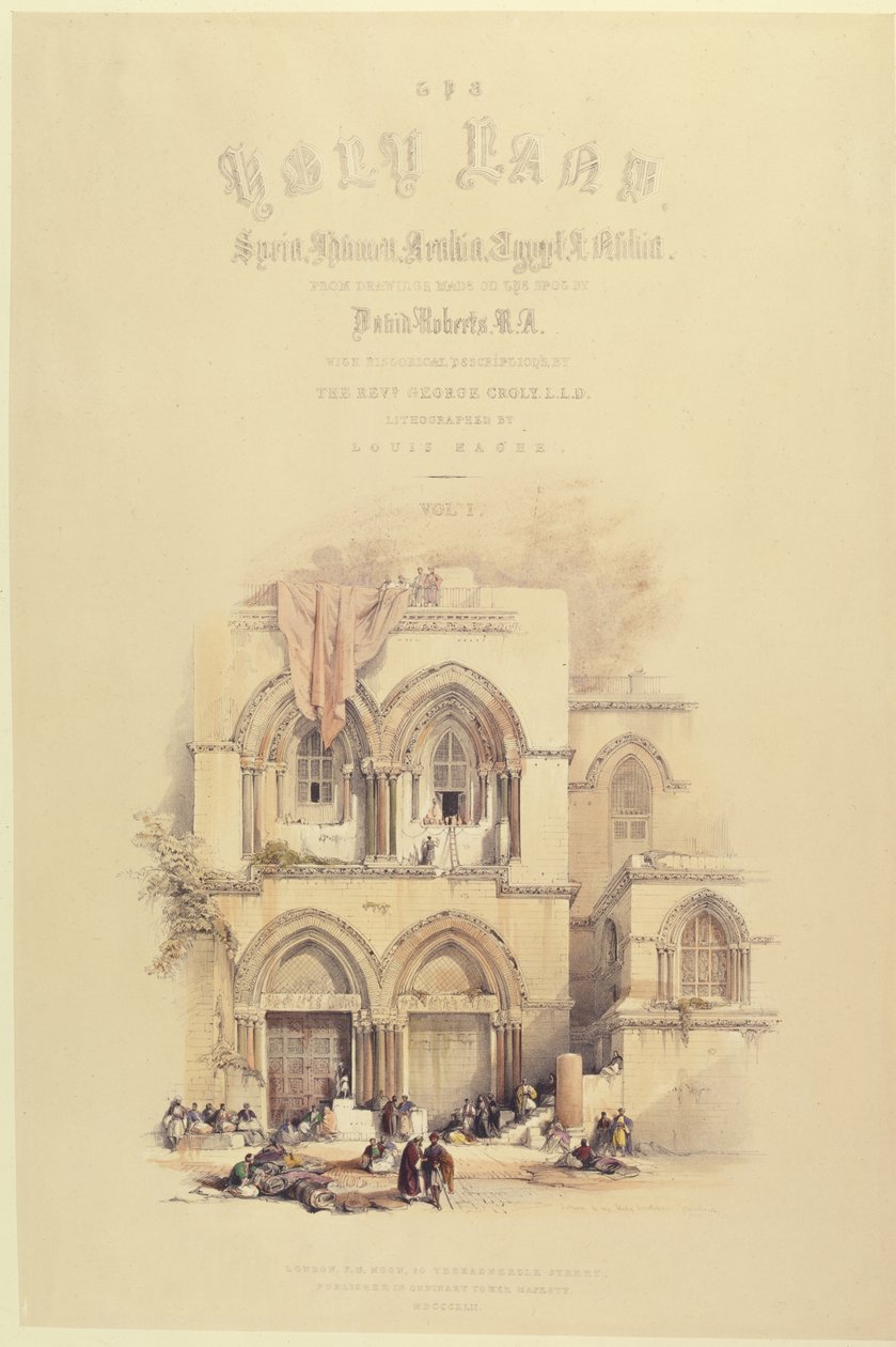 Titelblad fra bind I af Det Hellige Land, indgraveret af Louis Haghe (1806-85) udgivet i London, 1842 af David after Roberts