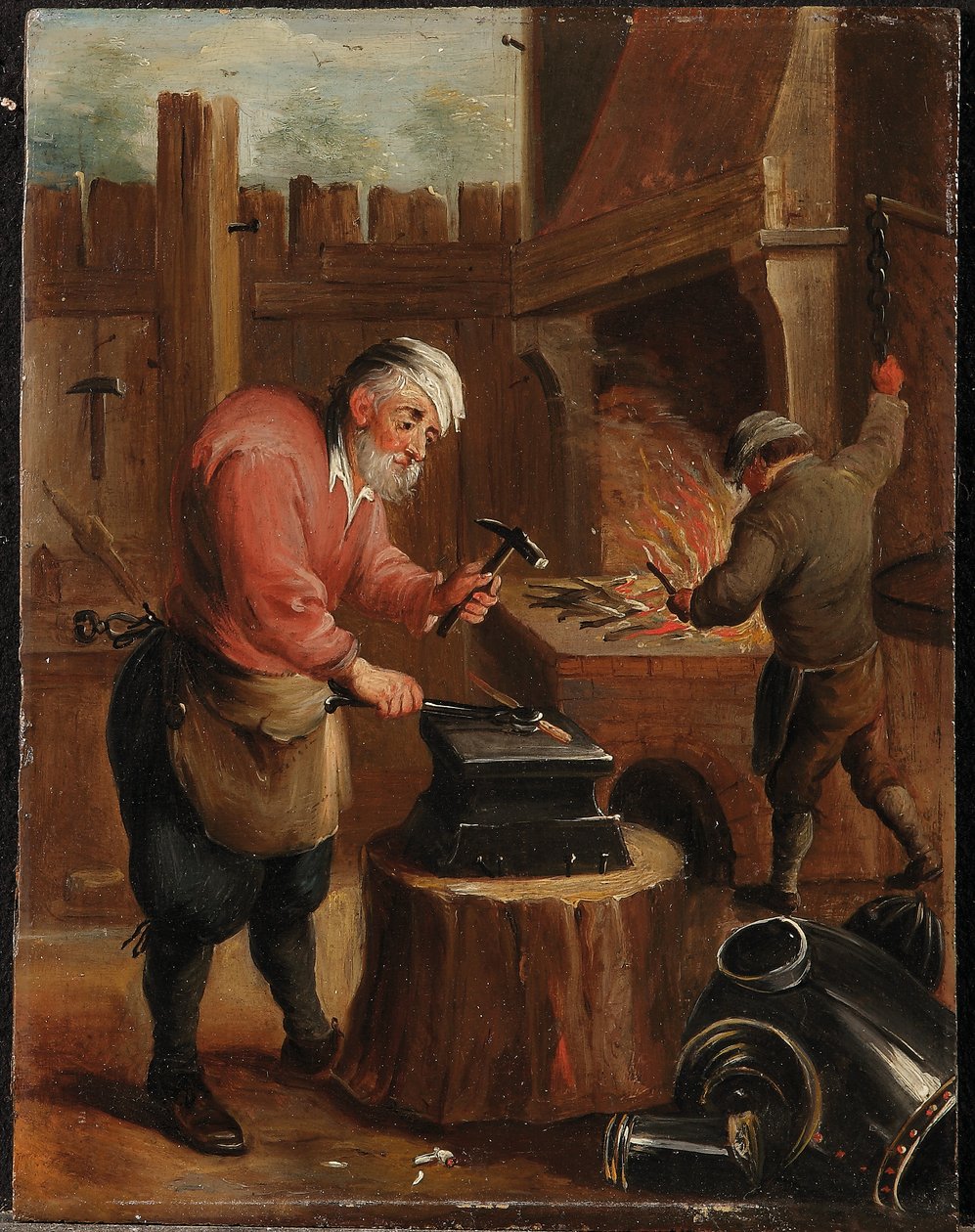 En allegori over de fire elementer: Ild (olie på panel) af David the Younger (follower of) Teniers