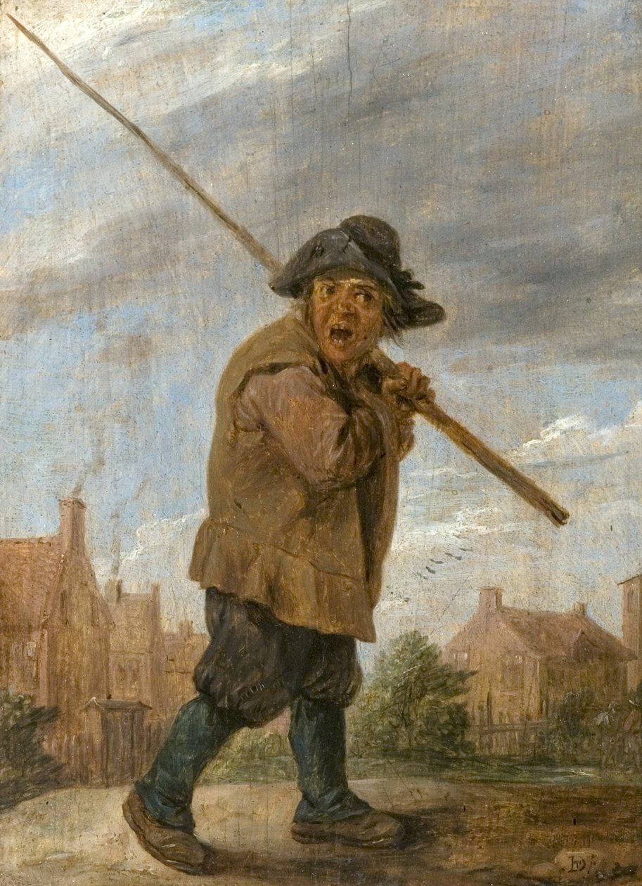 En bonde, der bærer en stang af David Teniers the Younger