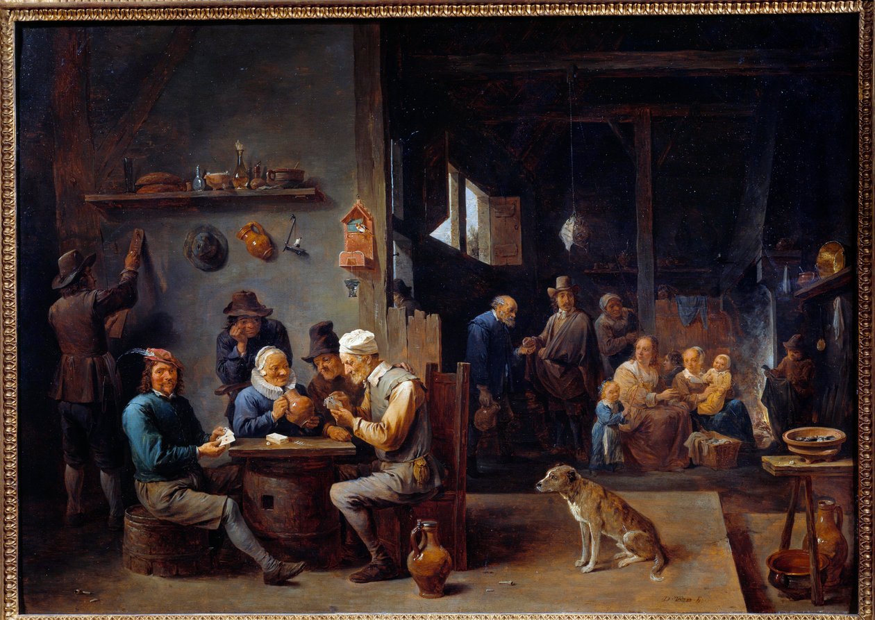 Et kortspil på kroen Painting flam. af David Teniers II le Jeune (1610-1690) 1645 søn. 0,62x0,87 m Grenoble, musee des Beaux Arts af David Teniers the Younger