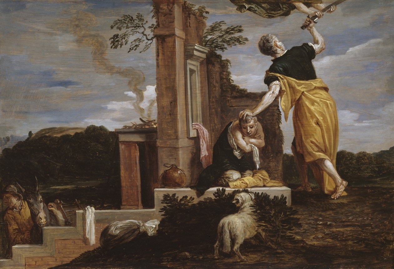Abrahams offer af Isaac, 1654-56 af David Teniers the Younger