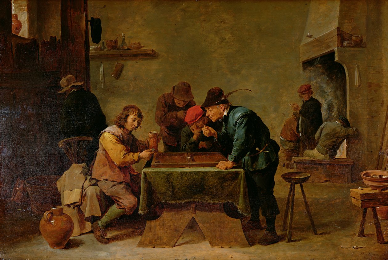 Backgammonspillere, ca. 1640-45 (olie på træ) af David Teniers the Younger
