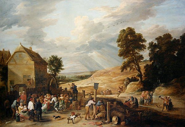 Country Dance Before an Inn (olie på lærred) af David Teniers the Younger