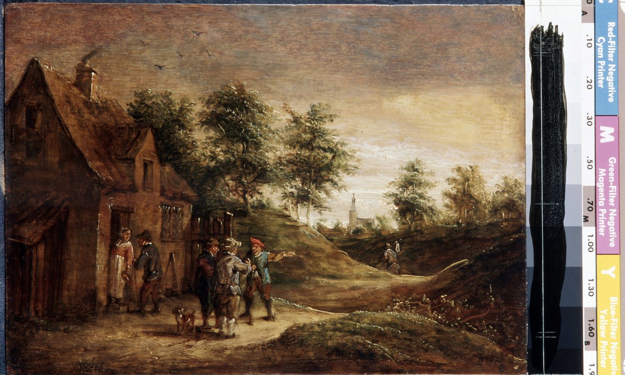 Foran værtshuset (Before the Tavern). Maleri af David Teniers den yngre (1610-1690). Olie på træ af David Teniers the Younger
