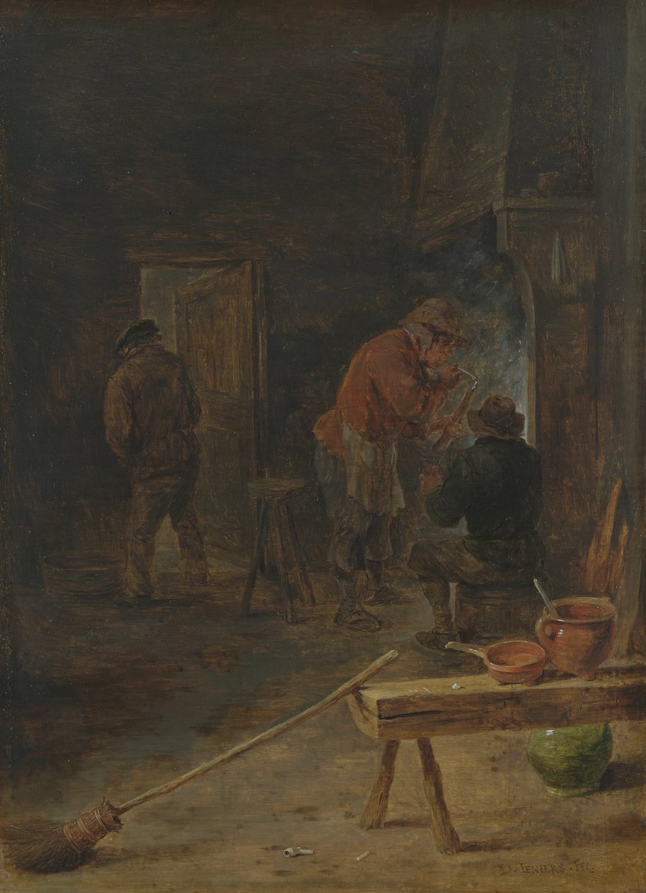 Bønder omkring en pejs af David Teniers the Younger