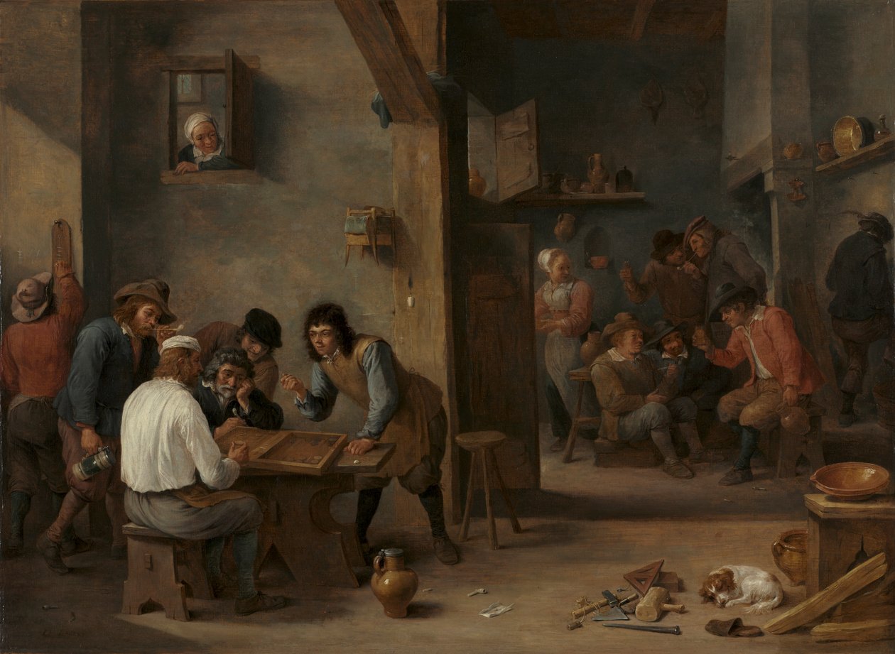 Game of Backgammon, ca. 1640 (olie på træ, overført til lærred) af David Teniers the Younger