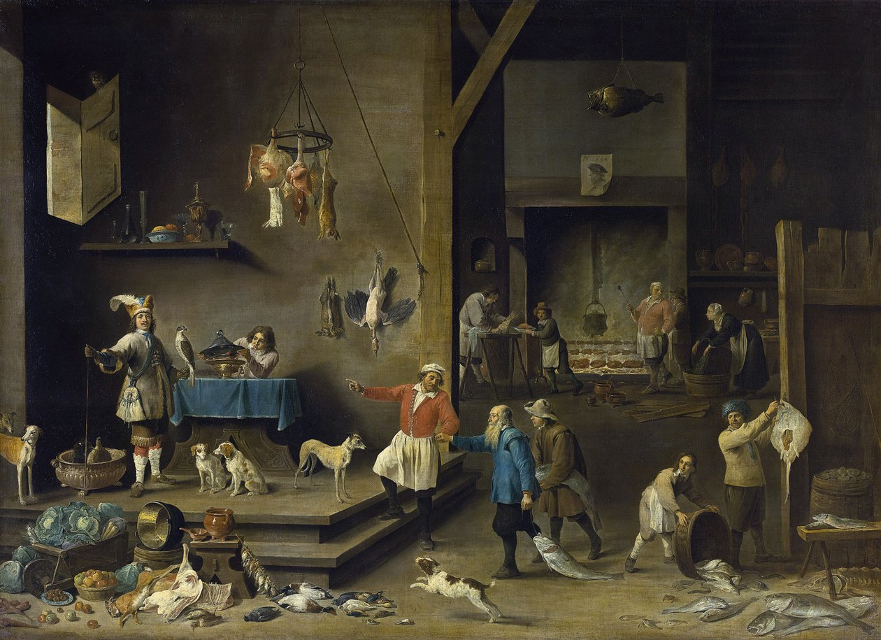 Køkken - David Teniers, den yngre (1610-1690). Olie på lærred af David Teniers the Younger