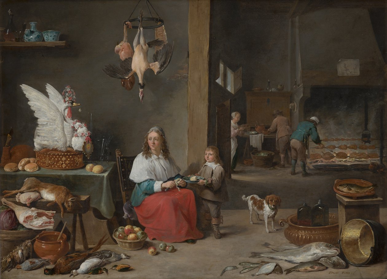 Køkkeninteriør, 1644 af David Teniers the Younger