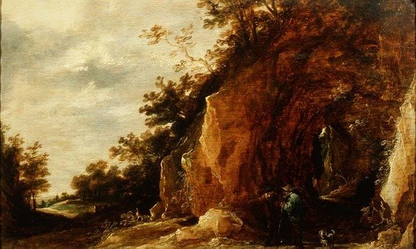 Landskab med rejsende (et af et par) af David Teniers the Younger