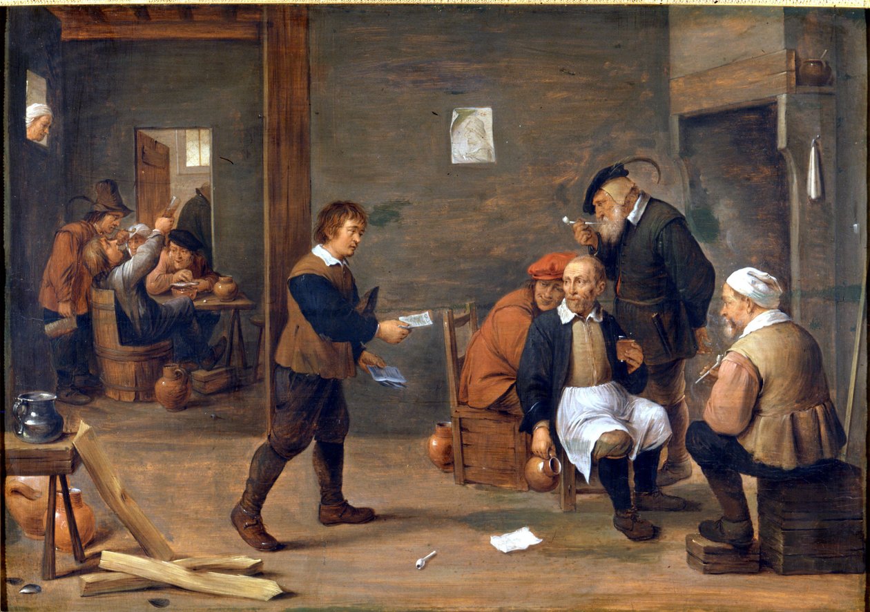 Mænd, der varmer sig foran pejsen i en bistro af David Teniers (1610 - 1690). Museo del Castello. Milano af David Teniers the Younger