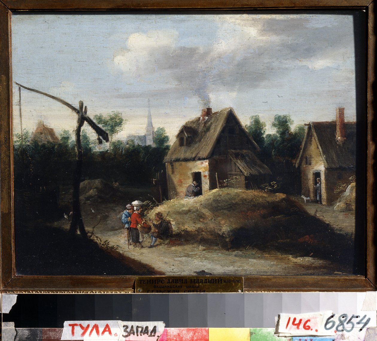 Landskab. Maleri af David Teniers den yngre (1610-1690). Olie på træ, 29,5 x 34,5 cm. flamsk kunst, barokstil. Statens kunstmuseum, Tula (eller Tolan), Rusland. af David Teniers the Younger