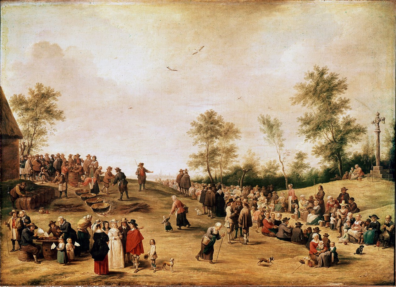 Bondefest eller Kedelfest nær Antwerpen Maleri af David Teniers den Unge (1610-1690) 1643 Søn. 90x125 cm London, Nationalgalleriet af David Teniers the Younger