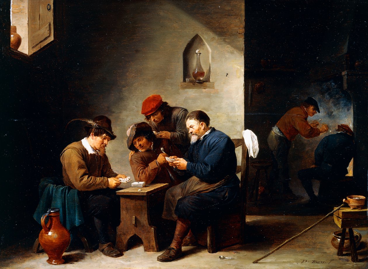 Bønder ved kort i et sommerhus, ca. 1644-45 af David Teniers the Younger