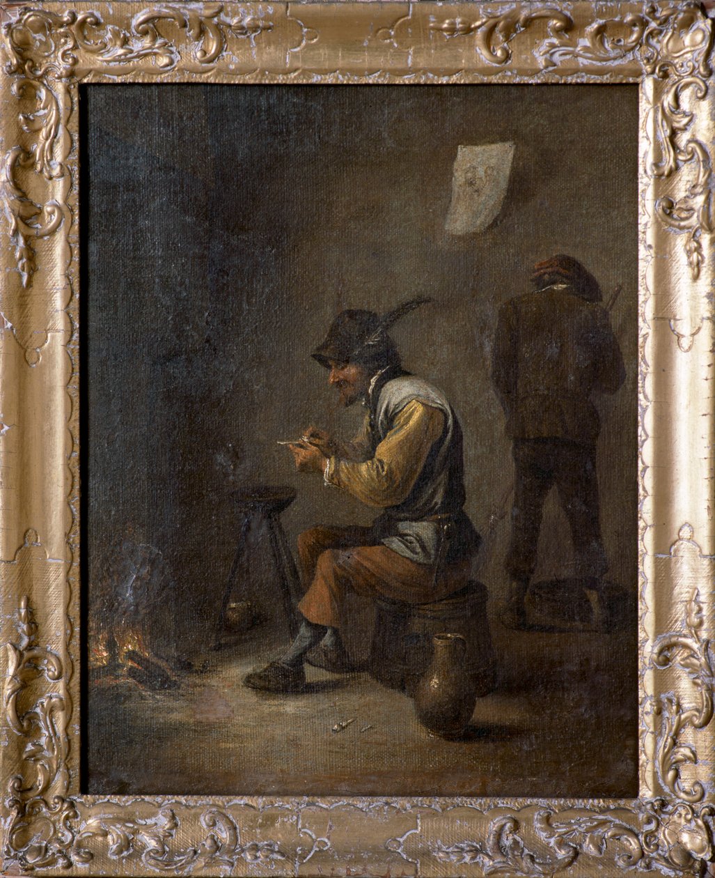 Bønder i et interiør (olie på lærred) af David Teniers the Younger