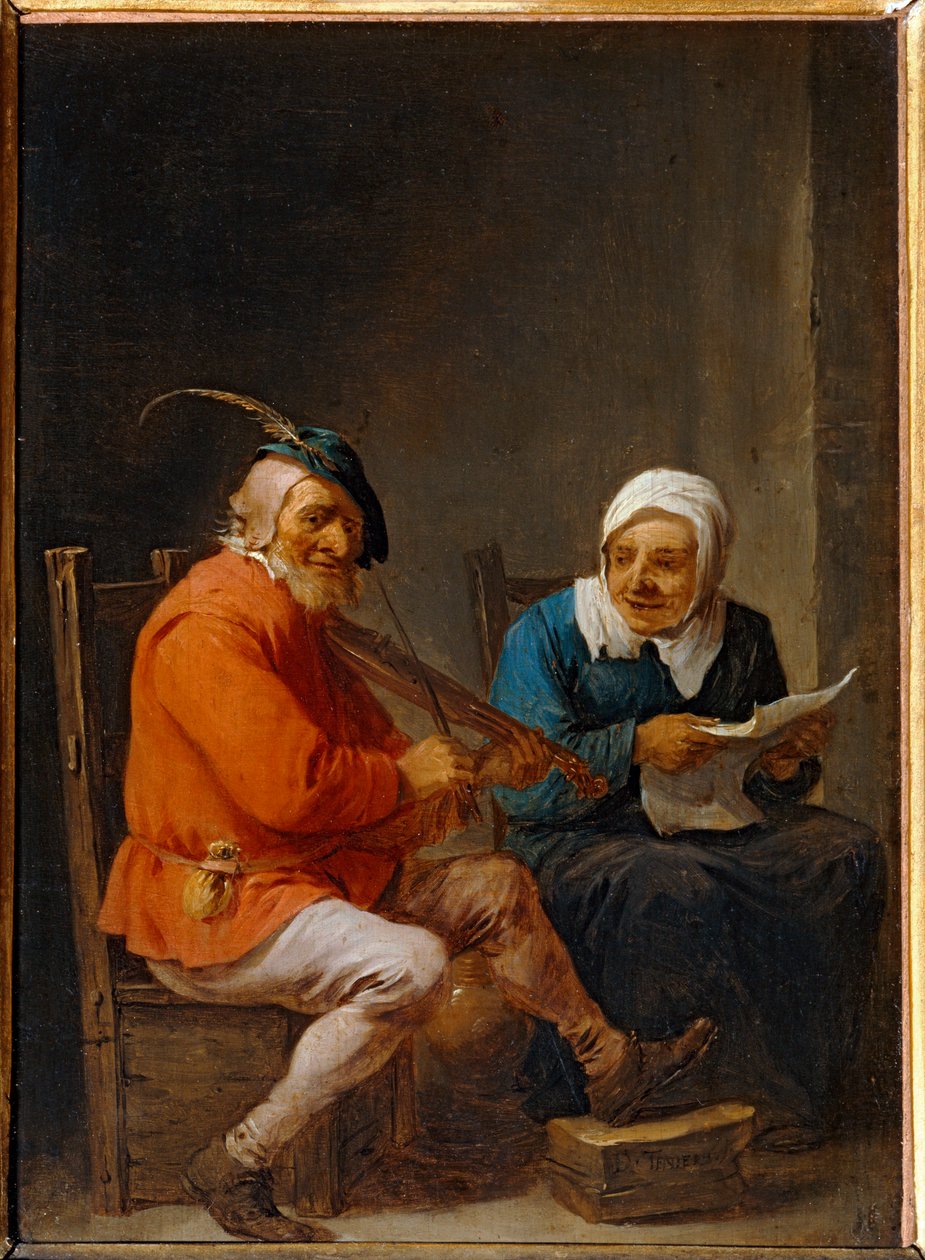 Lille duo: coverspiller og sangerinde ... af David the Younger Teniers