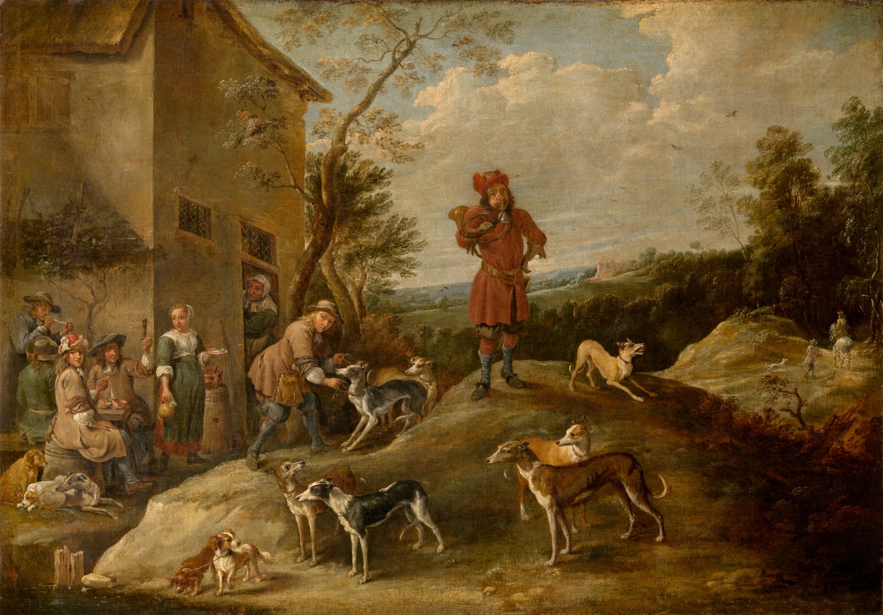 Hvilende jægere (olie) af David the Younger Teniers