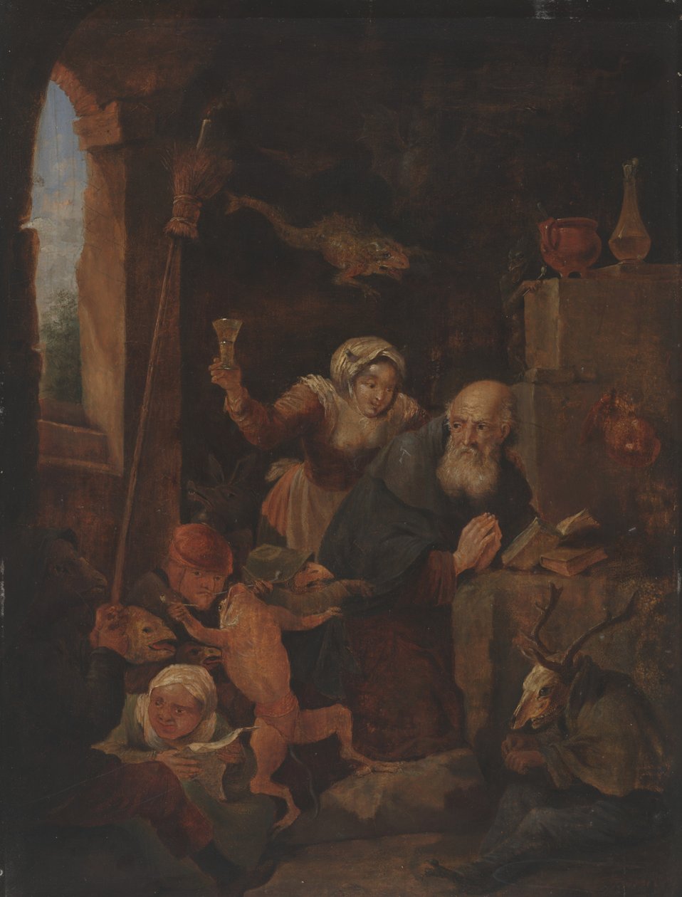 Sankt Antonius fristelse (olie på panel) af David Teniers the Younger
