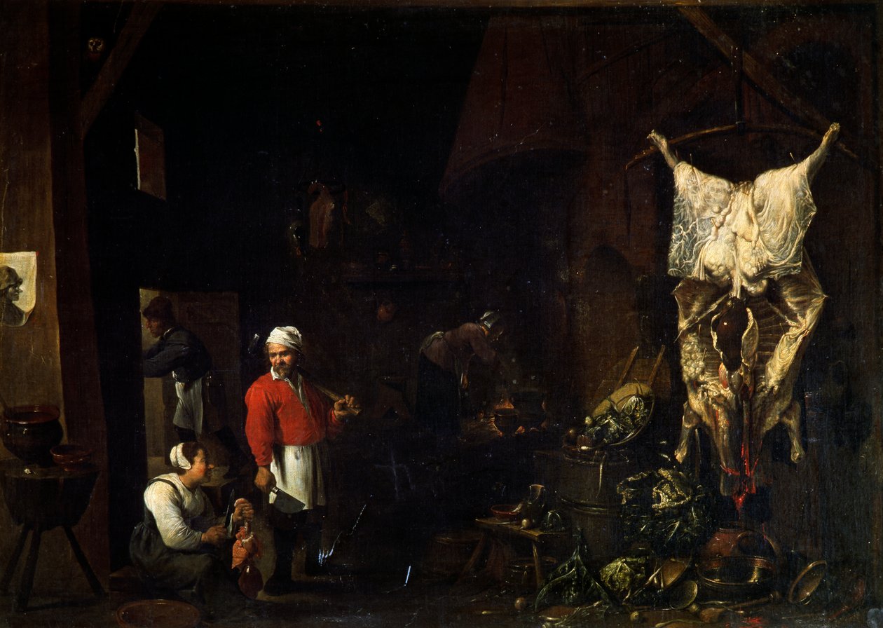 Slagteren (olie på lærred) af David Teniers the Younger