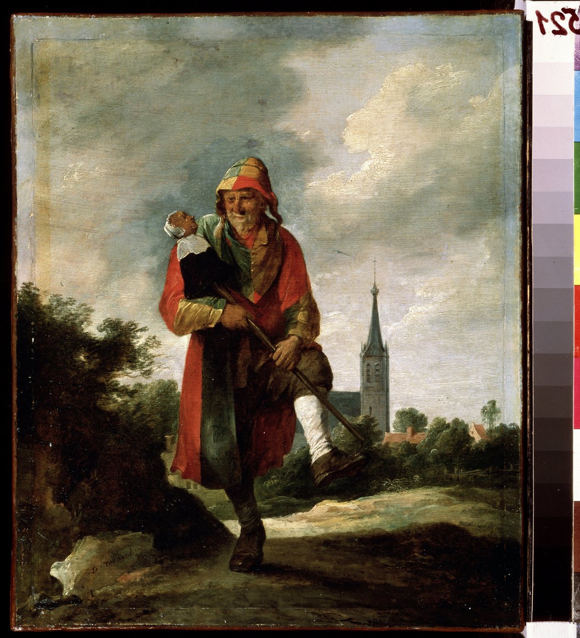 Et fjols (En fjols). Maleri af David Teniers den yngre (1610-1690). Olie på lærred, 35 x 29 cm, ca. 1640. Flamsk kunst, barokkunst. Pushkin Museum of Fine Arts, Moskva. af David Teniers the Younger