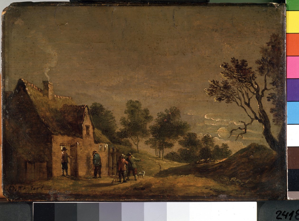 En værtshus om natten. Maleri af David Teniers den yngre (1610-1690). Olie på træ af David Teniers the Younger