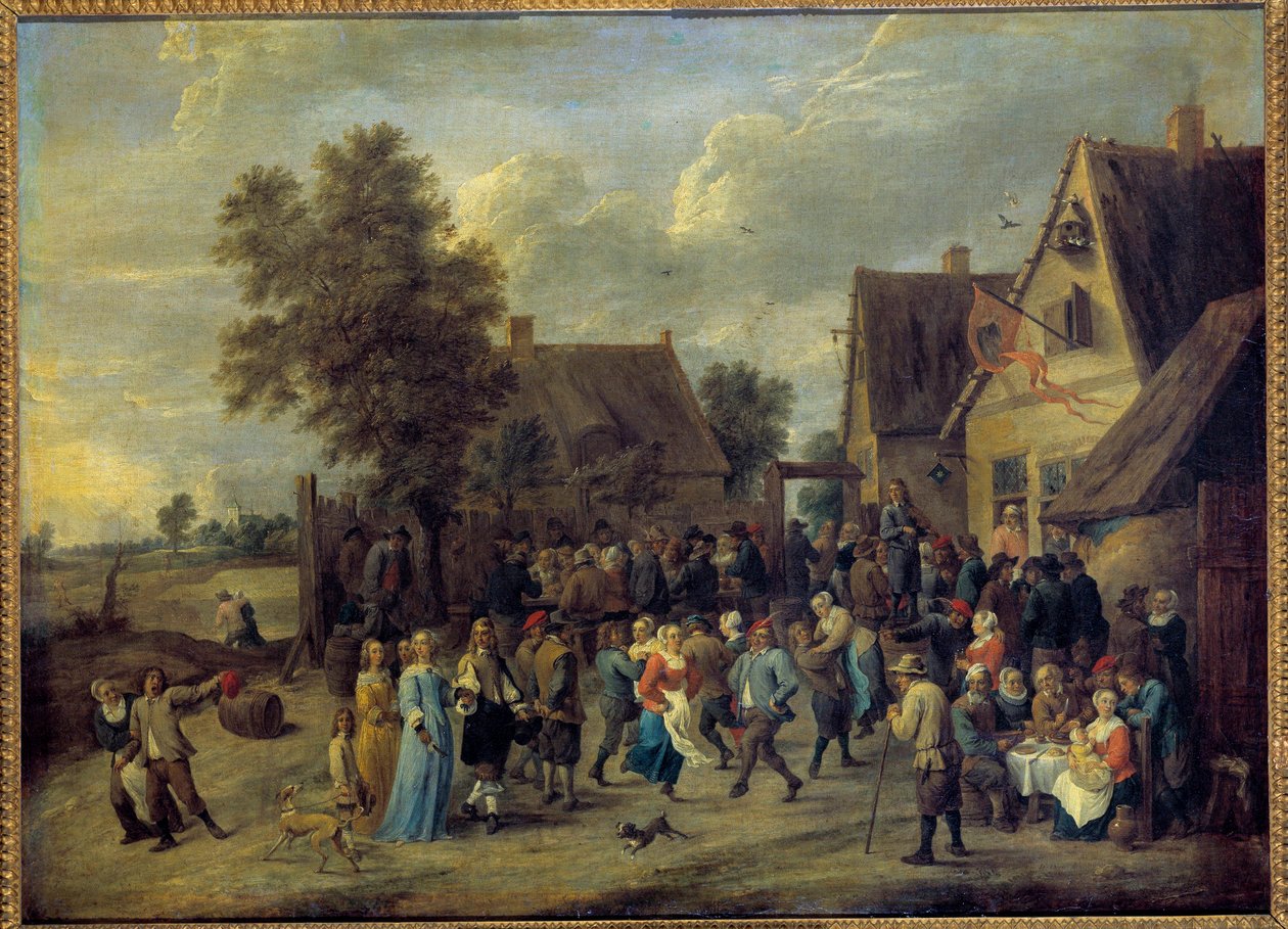 Landsbyfest med aristokratisk ægtepar Maleri af David Teniers II (1610-1690) søn. 0,8x1,09 m. af David Teniers the Younger