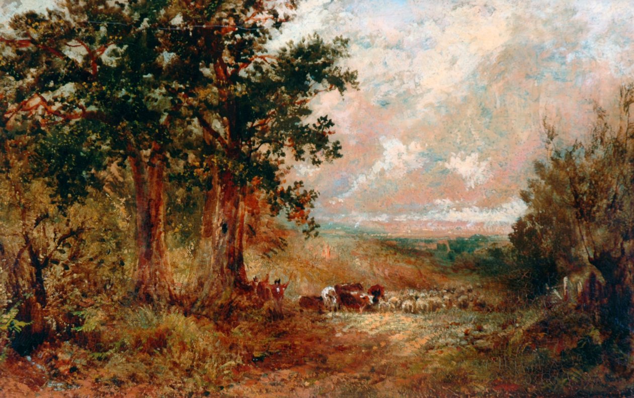 A Warwickshire Lane (olie på lærred) af David the younger Cox