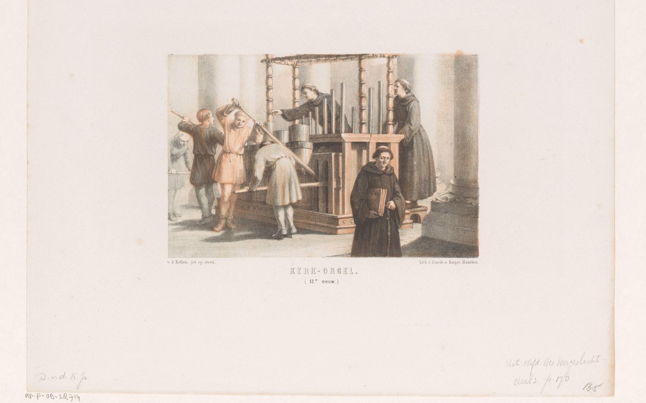 Kirkeorgel, 1100-tallet Kirkens orgel. (1100-tallet) (titel på objekt) af David van der Kellen