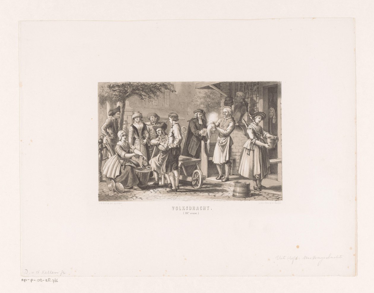 parykmager Folkedragt (1700-tallet) (titel på objekt) af David van der Kellen