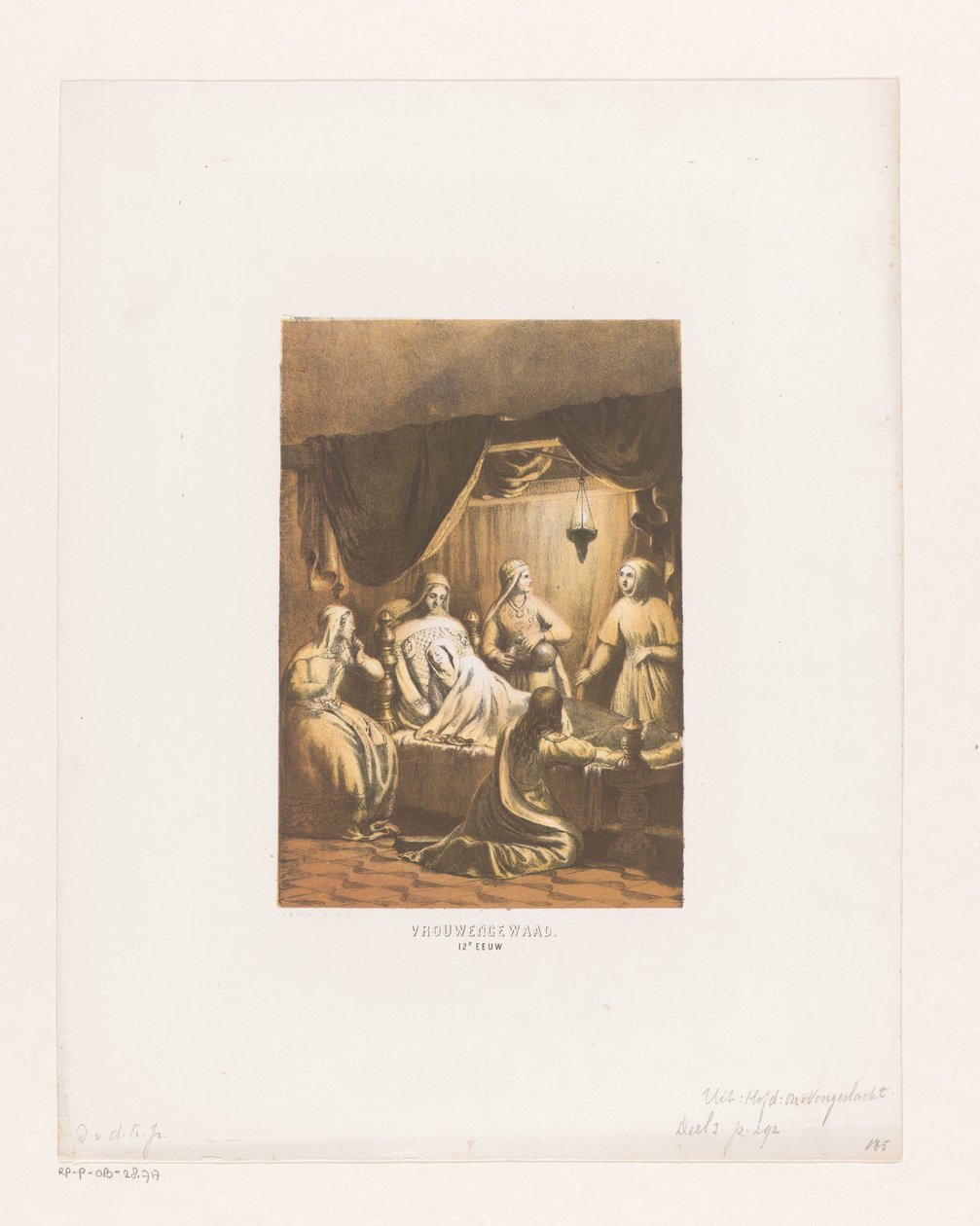 Foldedragt, 1100-tallet kvinders klæder. 12. århundrede (titel på objekt) af David van der Kellen