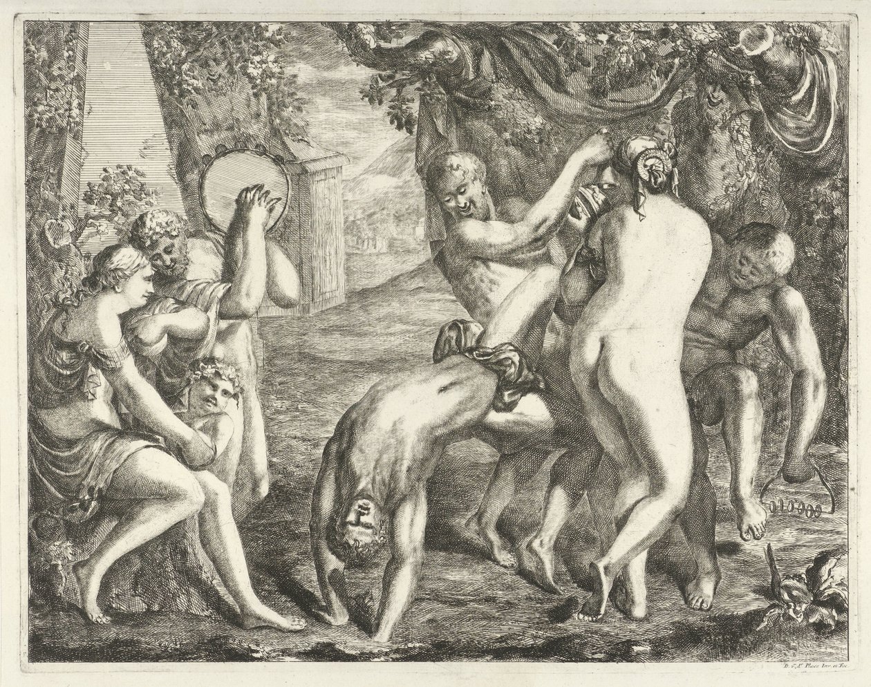 Landskab med en Bacchanal af David van der Plas