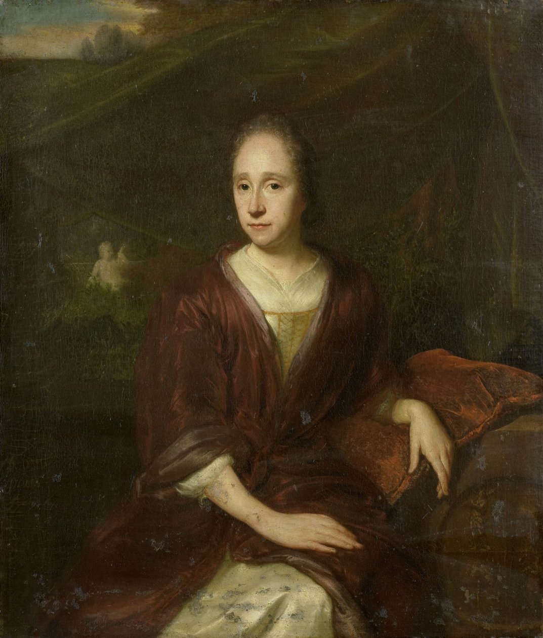 Portræt af Margaret Nelis (1652-17050, anden hustru til Casparus Commelin). af David van der Plas