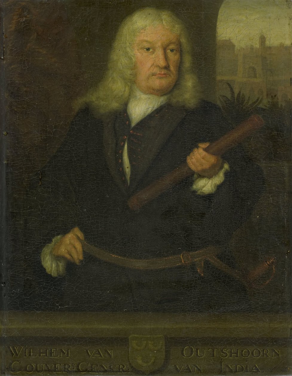 Portræt af Willem van Outhoorn, generalguvernør i Hollandsk Ostindien af David van der Plas