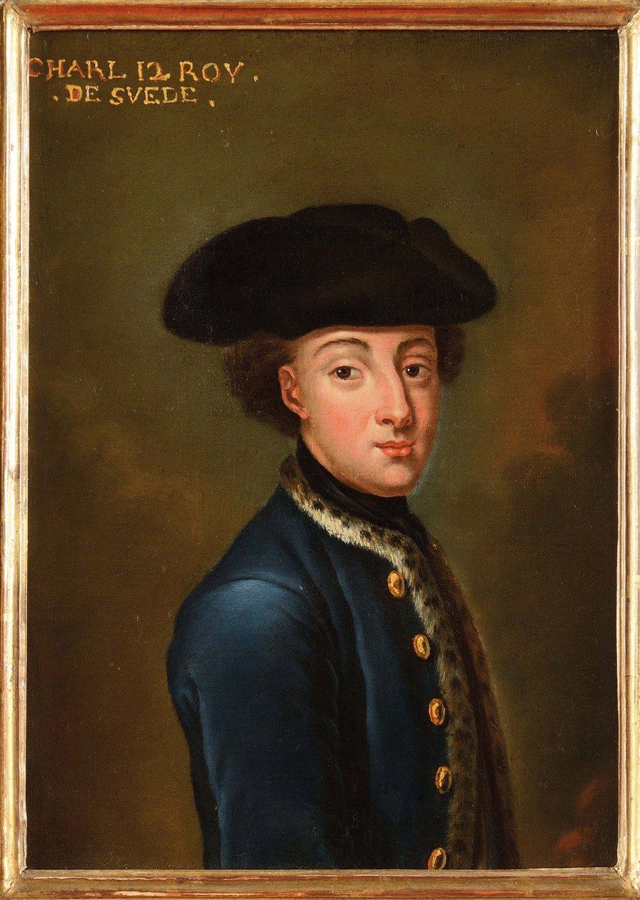 Charles XII ou Carl de Suede - Portræt af kong Charles XII af Sverige (1682-1718), af Krafft, David, von (1655-1724). Olie på pap. Mål: 22,5x17 cm. Privat samling af David von Krafft