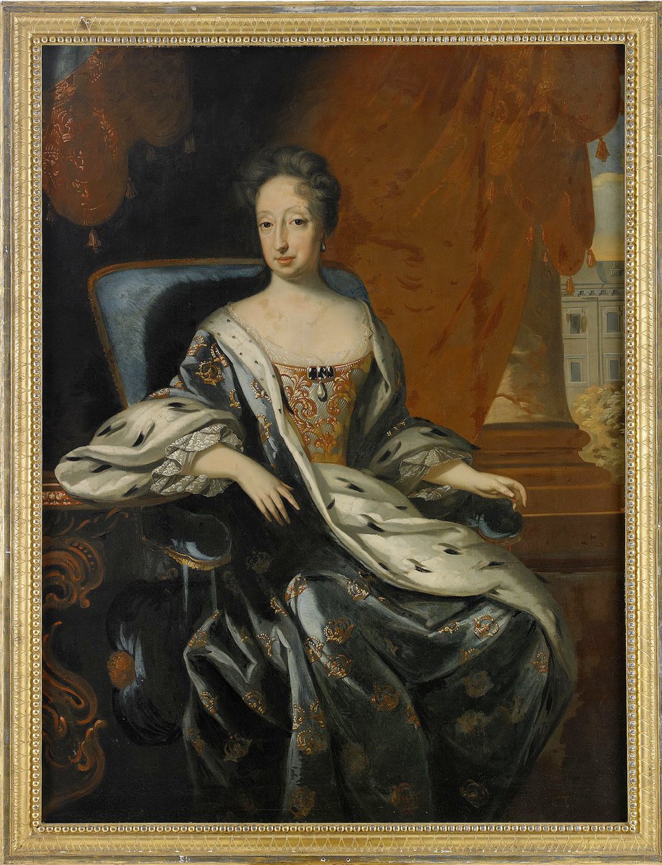 Portræt af Hedwig Eleonora de Holstein Gottorp (1636-1715), dronning af Sverige og Finland (Hedvig Eleonora af Holstein-Gottorp, dronning af Sverige) - Maleri af David von Krafft (1655-1724), olie på lærred (143x107 cm) - Privat samling af David von Krafft